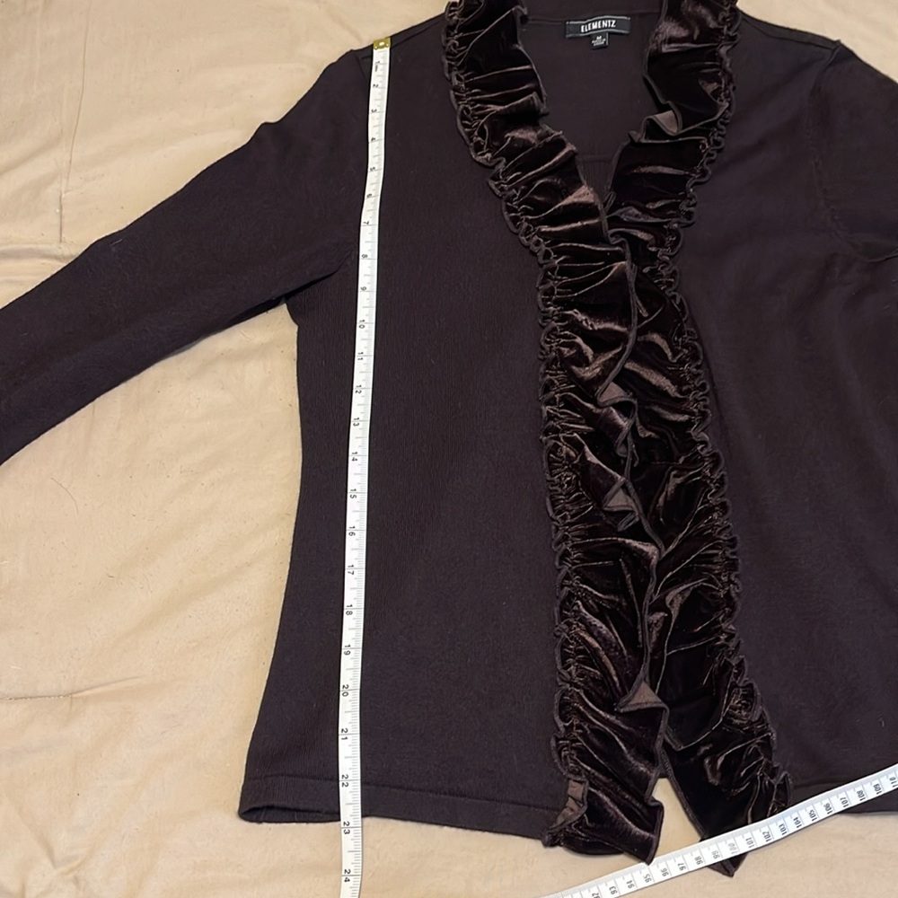 Elementz Women’s evening jacket with built-in top and velvet frill brown size M - Picture 10 of 12